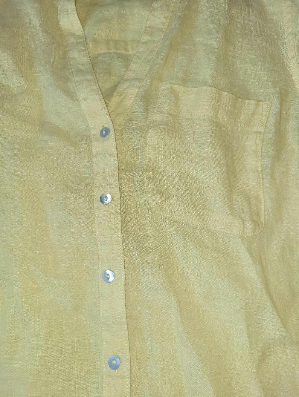 Sigrid Olsen Womens XS Oversized 100% Linen Roll Tab Sleeve Butter Yellow Shirt - Picture 4 of 12